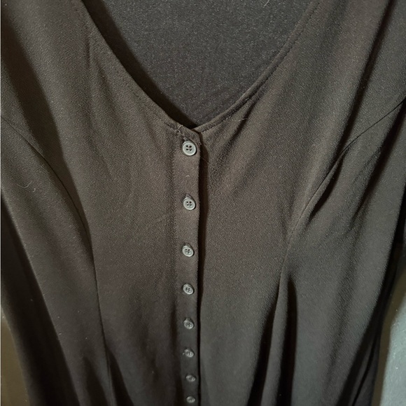 Forever 21 Black Button-Down Women's Fit Flare Mini Dress - Picture 3 of 4